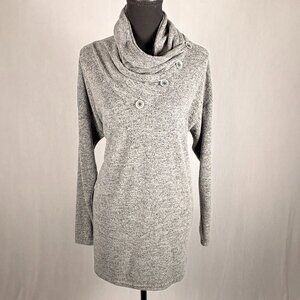 WEACZZY | Cowl-neck Sweater | XL | Gray | Button-Detail